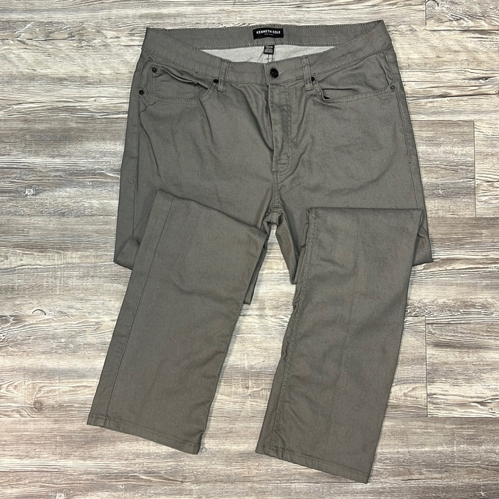 KENNETH COLE Gray Stretch Denim Straight Leg Pants 34x30
